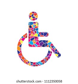 Disabled sign illustration. Vector. Stained glass icon on white background. Colorful polygons. Isolated.