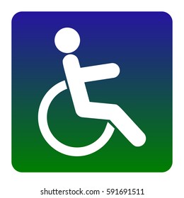 Disabled sign illustration. Vector. White icon at green-blue gradient square with rounded corners on white background. Isolated.