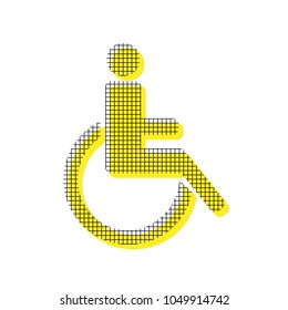 Disabled sign illustration. Vector. Yellow icon with square pattern duplicate at white background. Isolated.