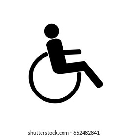 Disabled sign. Mark disability. Icon a place open passage. Symbol paralyzed and human on wheelchair. Safety person warning handicapped illustration. Design element. Vector illustration