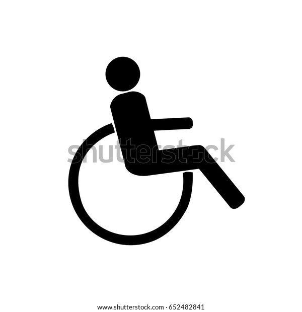 Disabled sign. Mark disability. Icon a place\
open passage. Symbol paralyzed and human on wheelchair. Safety\
person warning handicapped illustration. Design element. Vector\
illustration