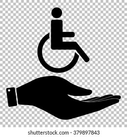 Disabled sign. Save or protect symbol by hand