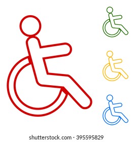 Disabled sign. Set of line icons