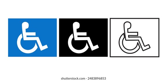 Disabled Sign.Wheelchair Symbol.The International Symbol of Access (ISA) Vector isolated on white background.Set of Handicap icons.