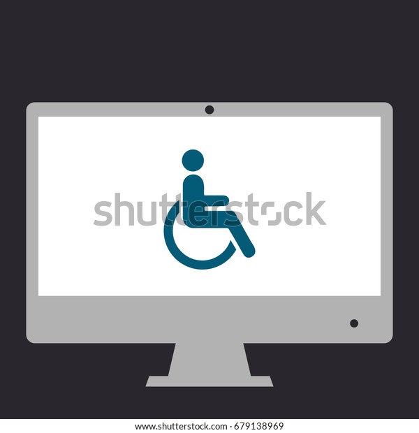 Disabled. Simple flat symbol icon on monitor.\
Vector illustration\
pictogram