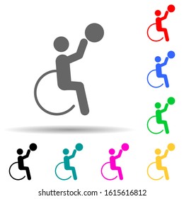 Disabled sport basketball sign multi color style icon. Simple glyph, flat vector of sport competition icons for ui and ux, website or mobile application