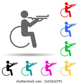 Disabled sport shooting sign multi color style icon. Simple glyph, flat vector of sport competition icons for ui and ux, website or mobile application