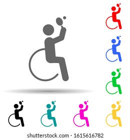 Disabled sport table tennis sign multi color style icon. Simple glyph, flat vector of sport competition icons for ui and ux, website or mobile application