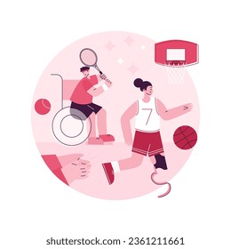 Disabled sports abstract concept vector illustration. Disabled games, wheelchair sports, athlete with physical disabilities, active lifestyle for disabled people, parasport abstract metaphor.