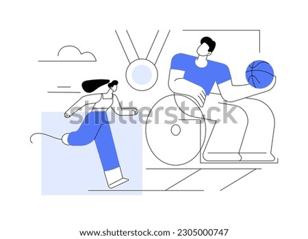 Disabled sports abstract concept vector illustration. Disabled games, wheelchair sports, athlete with physical disabilities, active lifestyle for handicapped people, parasport abstract metaphor.