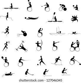 Disabled Sports Set Isolated On White Background