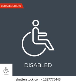 Disabled Thin Line Vector Icon. Flat Icon Isolated on the Black Background. Editable Stroke EPS file. Vector illustration.