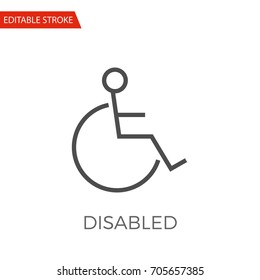 Disabled Thin Line Vector Icon. Flat Icon Isolated on the White Background. Editable Stroke EPS file. Vector illustration.