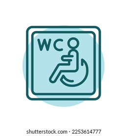 Disabled toilet color line icon. Disability. Isolated vector element. Outline pictogram for web page, mobile app, promo