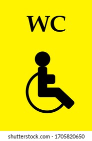 Disabled toilet sign template and text wc. Door sign. Pointer. Public place.