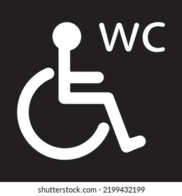 Disabled toilet vector icon. Disability care pictogram, handicapped man public restroom sign, disabled chair people toilets, handicap invalid accessible lavatory symbol