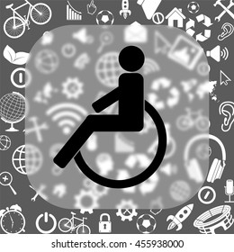 disabled vector icon - matte glass button on background consisting of different icons