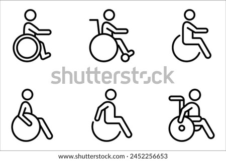 Disabled vector icon set, wheelchair symbol. Modern, simple flat vector illustration on white background