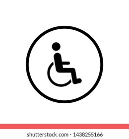Disabled vector icon, wheelchair symbol. Simple, flat design for web or mobile app
