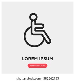 Disabled vector icon, wheelchair symbol. Modern, simple flat vector illustration for web site or mobile app