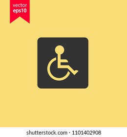 Disabled vector icon.Paralyzed icon.  Handicapped vector icon. Cripple sign. Yellow background. EPS 10 vector sign.