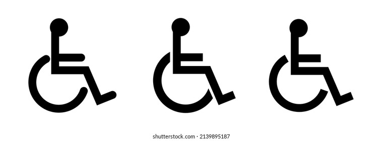 Disabled vector icon.Wheelchair Symbol.The International Symbol of Access (ISA) isolated on white background.Set of Handicap icons.