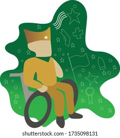 Disabled veteran day flat design vector illustration