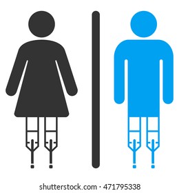 Disabled WC Persons icon. Vector style is bicolor flat iconic symbol, blue and gray colors, white background.