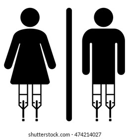 Disabled WC Persons icon. Vector style is flat iconic symbol, black color, white background.