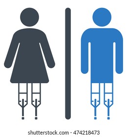 Disabled WC Persons icon. Vector style is bicolor flat iconic symbol, smooth blue colors, white background.