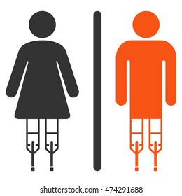 Disabled WC Persons icon. Vector style is bicolor flat iconic symbol, orange and gray colors, white background.