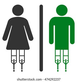 Disabled WC Persons icon. Vector style is bicolor flat iconic symbol, green and gray colors, white background.
