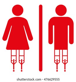 Disabled WC Persons icon. Vector style is flat iconic symbol, red color, white background.