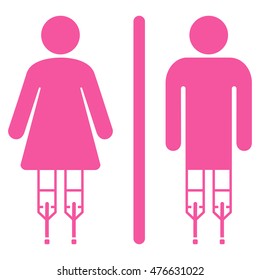 Disabled WC Persons icon. Vector style is flat iconic symbol, pink color, white background.