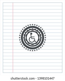 disabled (wheelchair) icon draw (pencil strokes). Vector Illustration. Detailed.