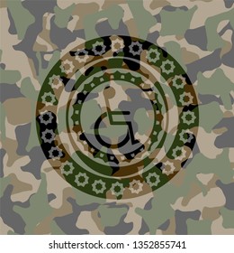 disabled (wheelchair) icon inside camo emblem