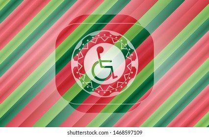 disabled (wheelchair) icon inside christmas badge.