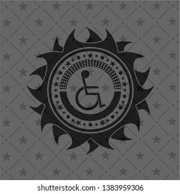 disabled (wheelchair) icon inside dark badge or emblem