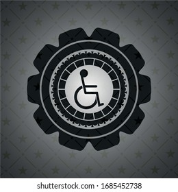 disabled (wheelchair) icon inside dark badge or emblem