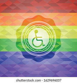 disabled (wheelchair) icon inside lgbt colors emblem 