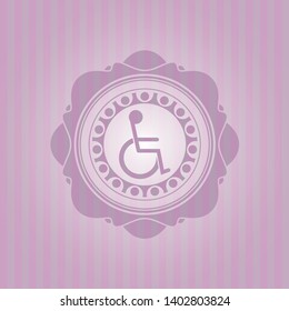 disabled (wheelchair) icon inside pink emblem