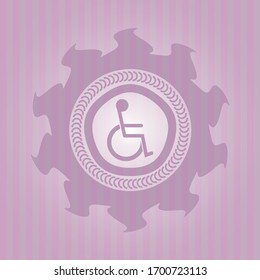 disabled (wheelchair) icon inside pink icon or emblem