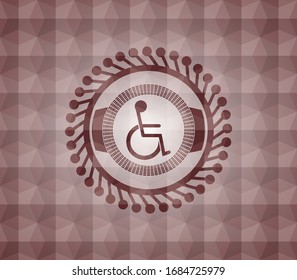 Rollstuhl-Symbol in der roten polygonalen Markierung. Nahtlos.