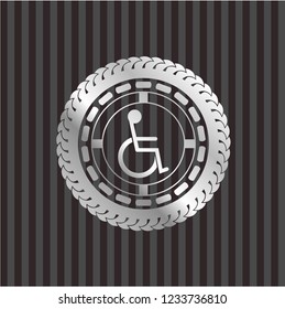 disabled (wheelchair) icon inside silver shiny badge
