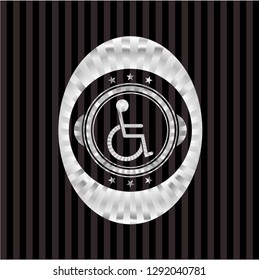 disabled (wheelchair) icon inside silver shiny emblem