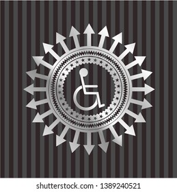 disabled (wheelchair) icon inside silvery badge