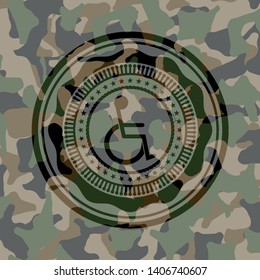 disabled (wheelchair) icon on camo pattern