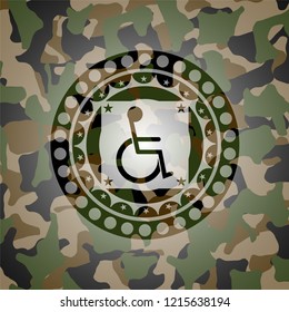 disabled (wheelchair) icon on camouflage texture