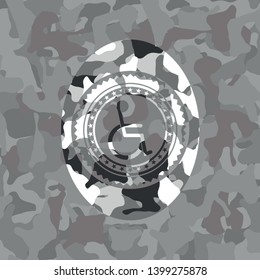 disabled (wheelchair) icon on grey camo texture