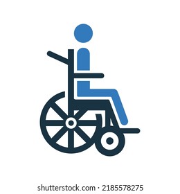 Icono de silla de ruedas desactivado. Gráficos vectoriales simples modificables.